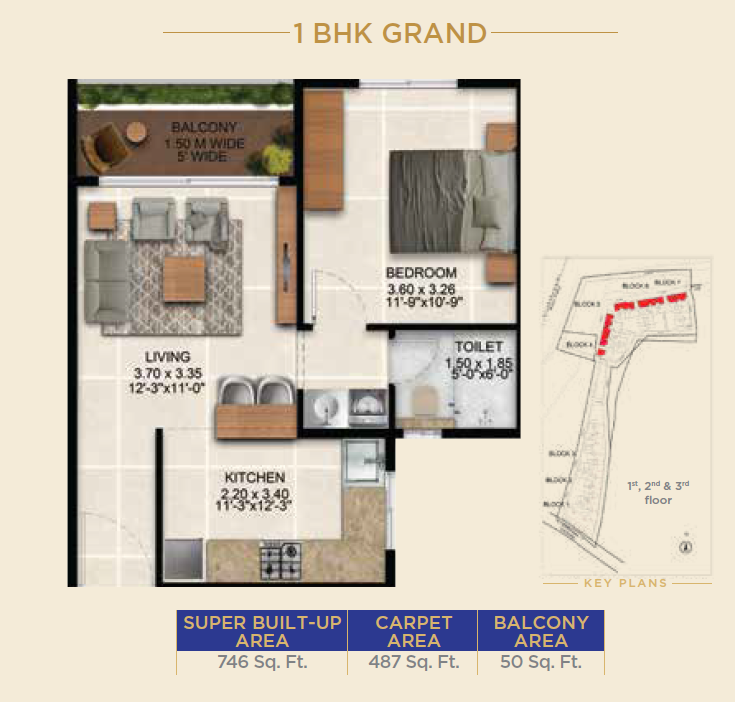 Sattva Simplicity 1 BHK Grand