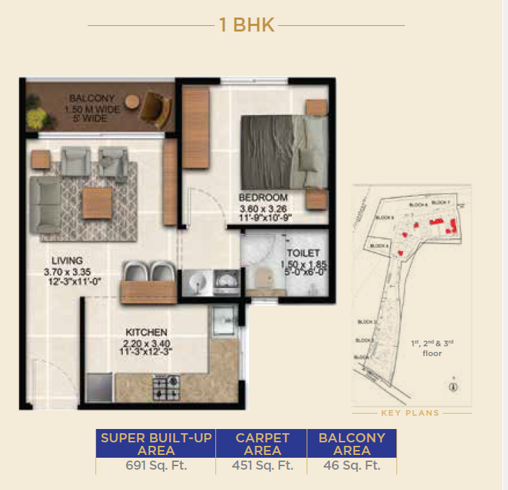 Sattva Simplicity 1 BHK